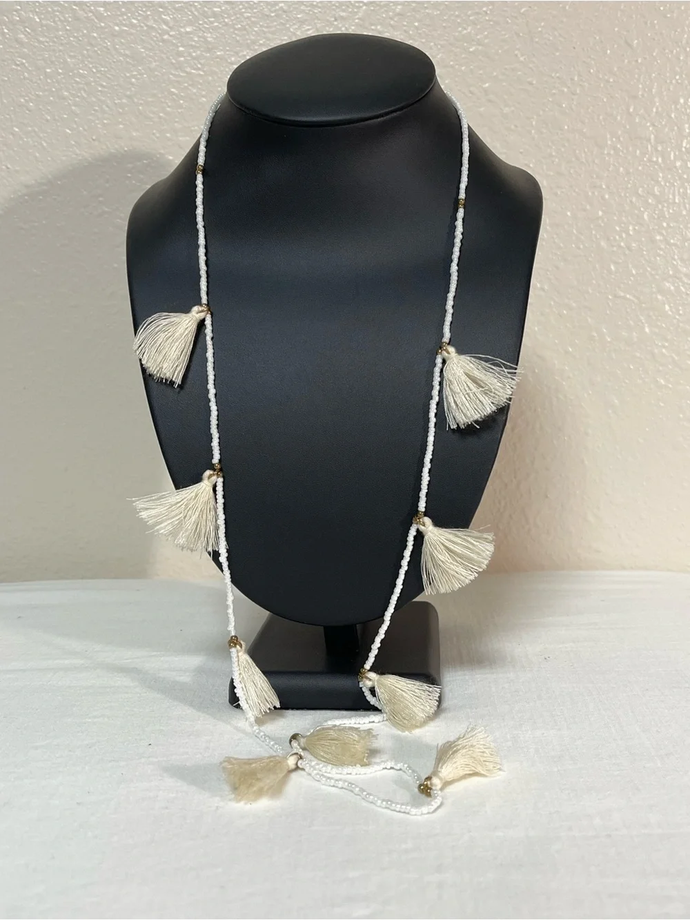Versano Cream Tassel Beaded Long Necklace - Women Jewelry